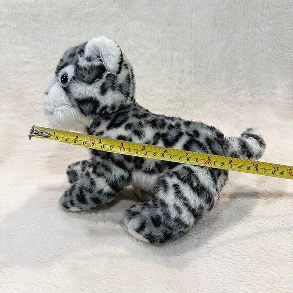 Aurora Babies 11” Snow Leopard Cub Black and Grey Realistic Plush Stuffed Animal - Picture 5 of 6